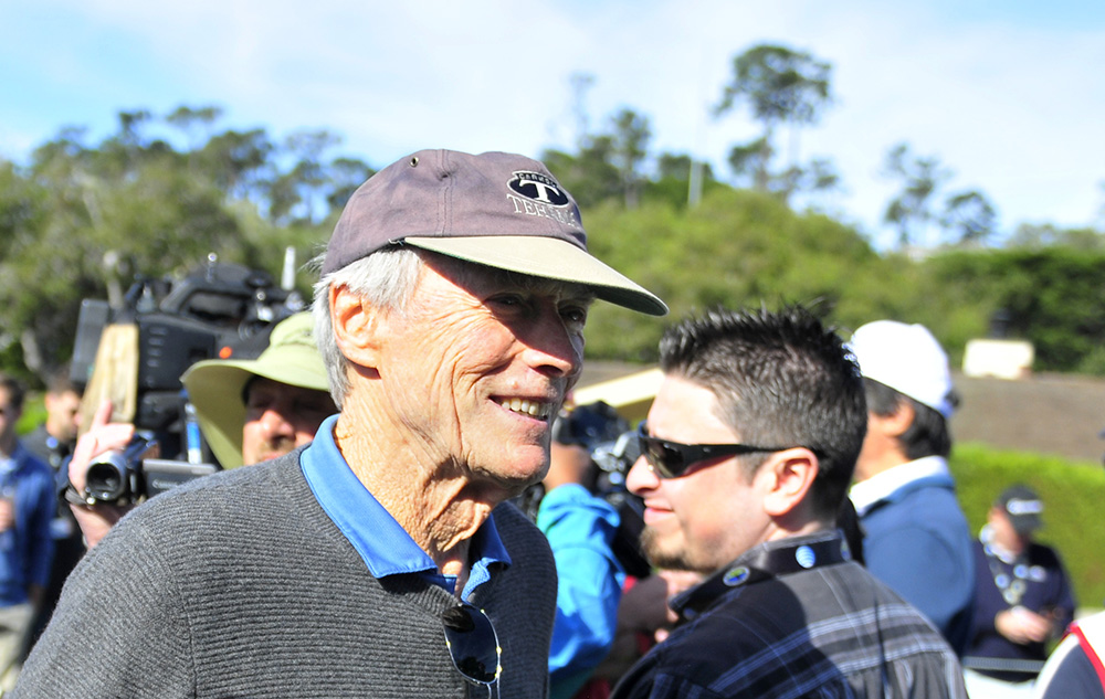 clint eastwood 2015, pebble beach golf links, 3m celebrity challenge golf touranment, golfer, octogenarian, senior citizen, american actor