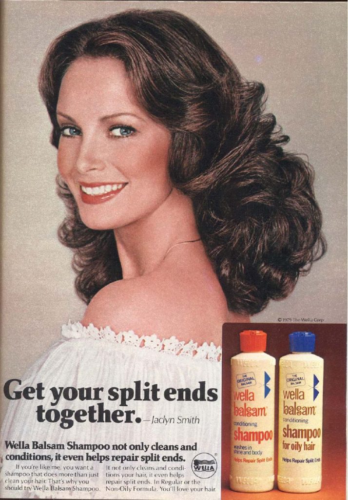 jaclyn smith 1970s, wella balsam shampoo ad, american actress, model