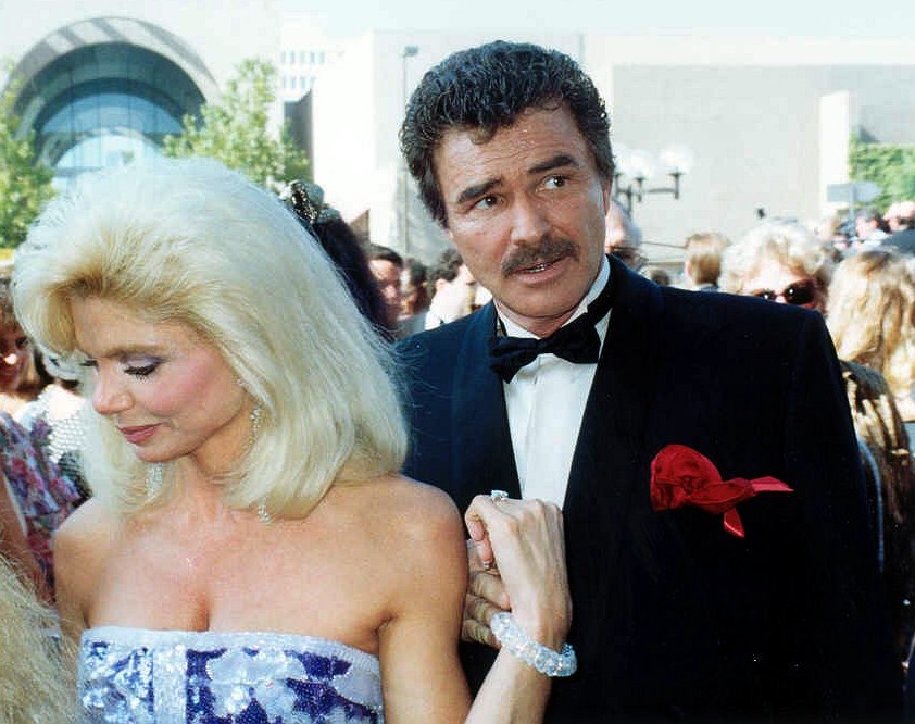 burt reynolds 1991, loni anderson, 43rd emmy awards, married, divorced, american actor, actress, younger