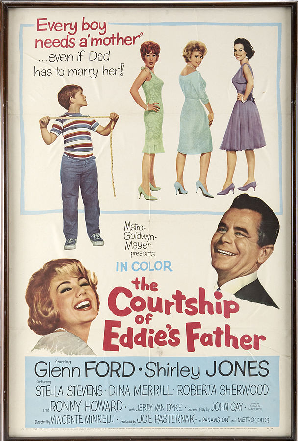 shirley jones, glenn ford, 1960s movies, the courtship of eddies father, movie poster, stella stevens, dina merrill roberta sherwood