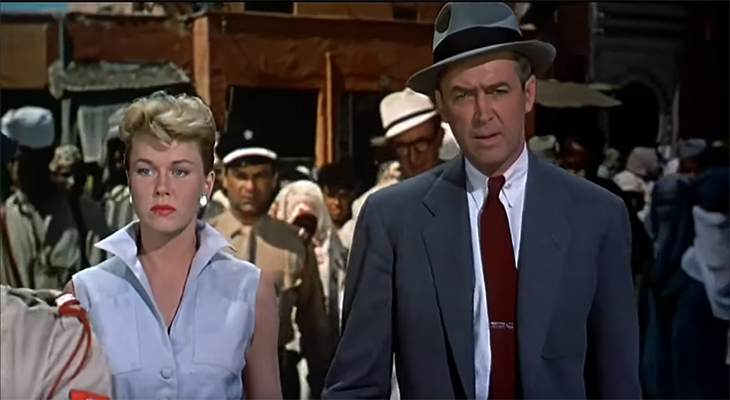 doris day 1956, jimmy stewart, american actors, 1950s movies, alfred hitchcock films, the man who knew too much