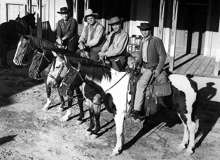 bonanza cast 1961, pernell roberts, adam cartwright, lorne greene, ben cartwright, michael landon, little joe cartwright, dan blocker, hoss cartwright, cartwright family, bonanza spread, 1950s western tv shows, 1960s western television series, baby boomers tv shows, senior citizens favorite telelevision series, 50 plus tv favorites