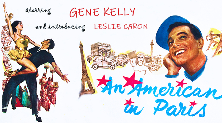 1951 movies, an american in paris, movie musicals, american actors, gene kelly, august 1951, french actress, leslie caron, classic movies, film poster, academy awards, 