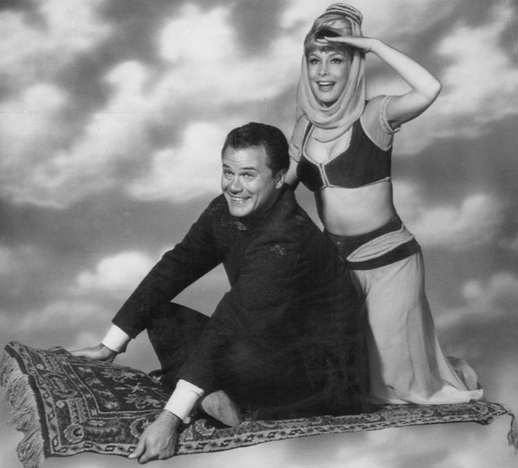 barbara eden 1965, american actress, larry hagman, 1960s television series, 1960s tv sitcoms, i dream of jeannie