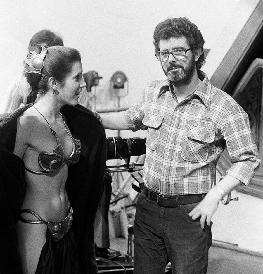 carrie fisher 1970s, george lucas director, american writers, star wars movies, princess leia costume