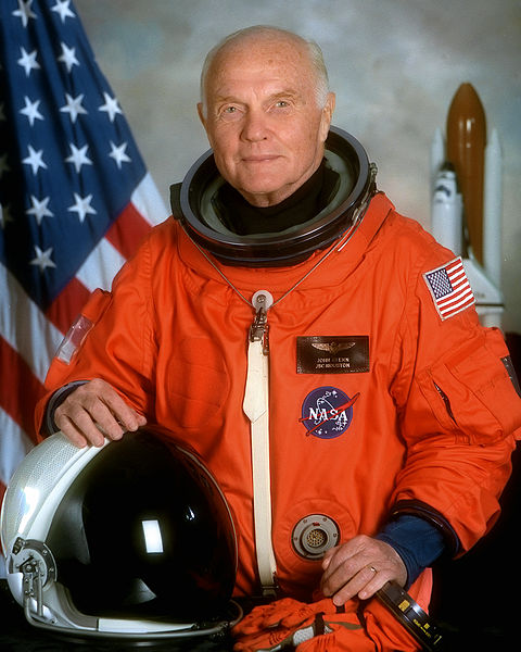 john glenn 1998, american astronaut, first man on the moon, marine corps fighter pilot, united states senator, retired, senior citizen, first american to orbit the earth, 