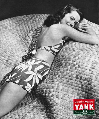 dorothy malone 1945, american actress, model, world war ii, pinup girl, yank magazine poster, younger 