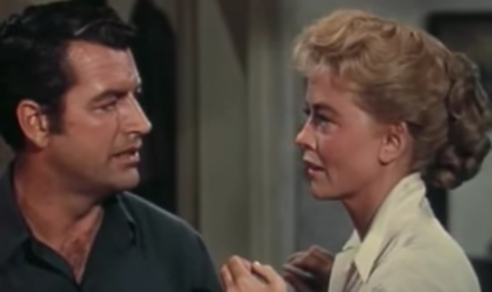 dorothy malone 1956, richard egan, american actors, 1950s movies, 1950s western films, tension at table rock, movie costars, dating, younger