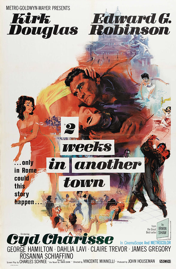 kirk douglas, cyd charisse, 1962 movies, two weeks in another town, movie poster