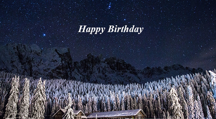 happy birthday wishes, birthday cards, birthday card pictures, famous birthdays, winter, snow, trees, star