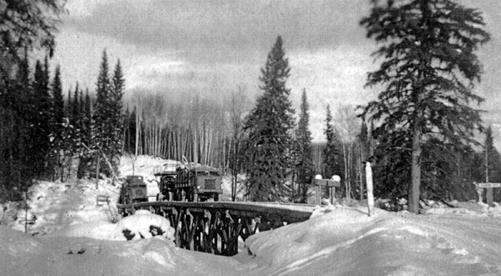 alaskan highway 1942, 1940s world war ii construction projects, alaskan highway 1940s construction, british columbian 1940s history