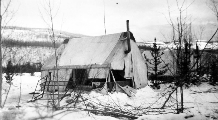 1942 alaskan highway construction, 1940s alaska tent camping, british columbia 1940s history