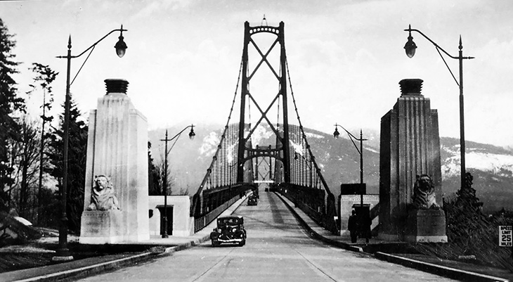 vancouver bc history, vancouver lions gate bridge 1942, 1940s british columbia, north american bridges, canadian bridges