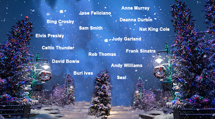 top christmas songs, best christmas carols, christmas movie song clips, christmas song videos, white christmas, bing crosby, rob thomas, andy williams, burl ives, david bowie, deanna durbin, judy garland, sam smith, jose feliciano, frank sinatra, seal, anne murray, elvis presley, celtic thunder, nat king cole, a new york christmas, its the most wonderful time of the year, have a holly jolly christmas, little drummer boy peace on earth, silent night, have yourself a merry little christmas, feliz navidad, santa claus is comin to town, winter wonderland, ill be home for christmas, the christmas song, chestnuts roasting on an open fire, silent night christmas 1915