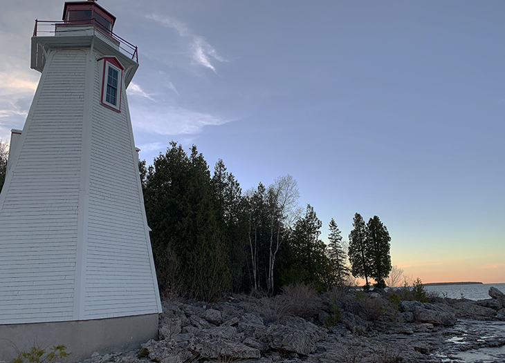 tobermory ontario, big tub harbour lighthouse, ontario lighthouses, sunset, nature scenery