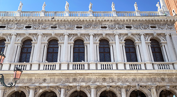 marciana library, doges palace, st marks square, venice, italy, venetian gothic architecture, high renaissance, piazza san marco, st marks square, sculptures, statues, 
