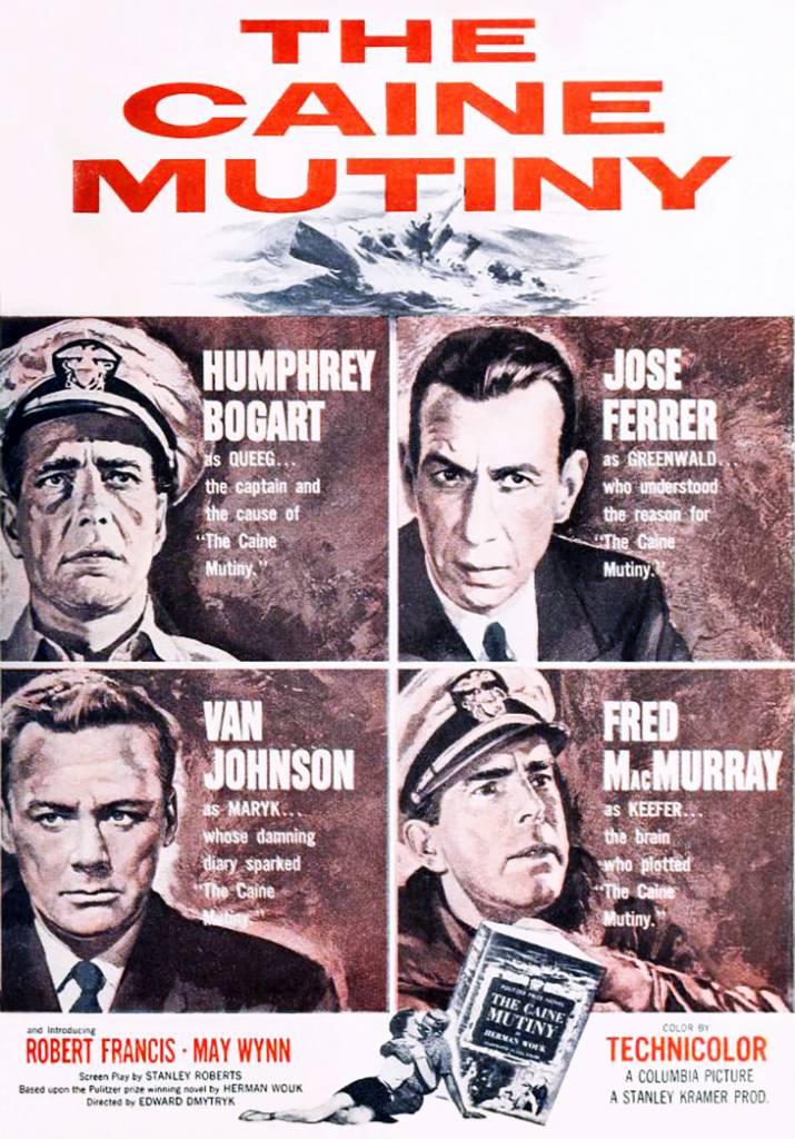 the caine mutiny, 1954, movies, film stars, actors, fred macmurray, humphrey bogart, van johnson, jose ferrer, director, edward dmytryk, producer, stanley kramer, wwii, herman wouk books, 