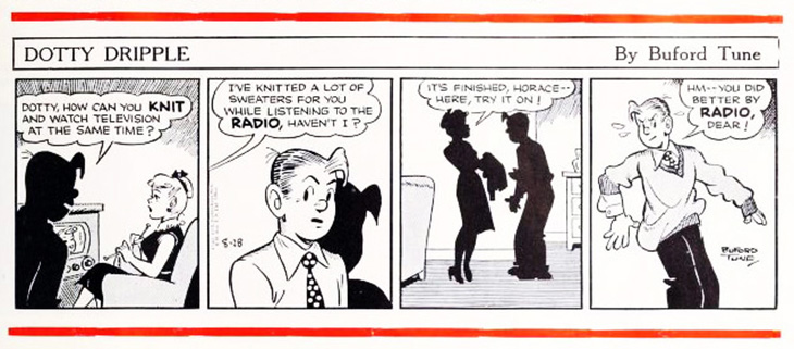 dotty dripple, cartoons, comic strip, 1951, cartoonist, illustrator, artist, buford tune, 