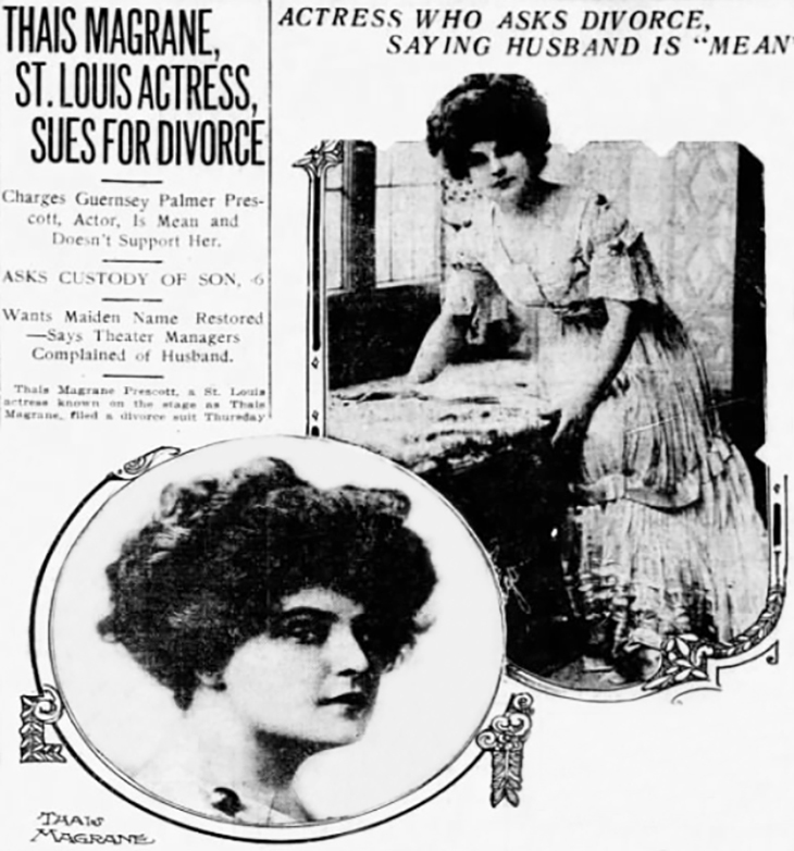 thais magrane, american actress, 1913, theatre, fashion, divorce suit, guernsey palmer prescott, jack prescott, spendthrift, 