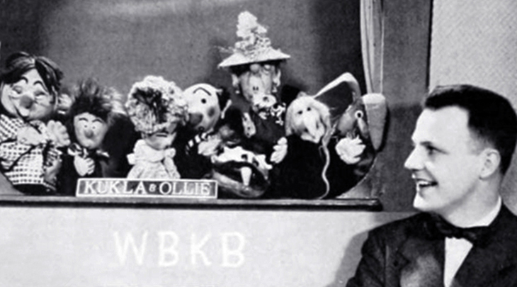 burr tillstrom, american puppeteer, kuklapolitans, kuklapolitan players, 1940s, 1948, 1950s tv series, kukla fran and ollie, puppets, madame oglepuss, fletcher rabbit, cecil bill, buelah witch