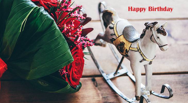 happy birthday wishes, birthday cards, birthday card pictures, famous birthdays, red flowers, rocking horse, toy, christmas, ornament