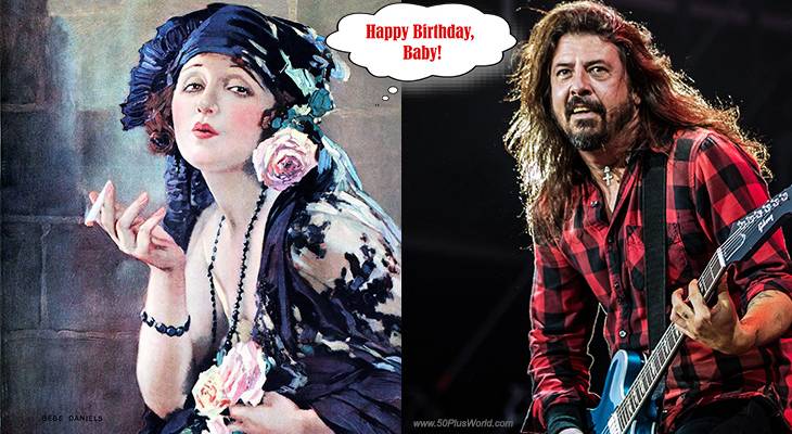 happy birthday wishes; birthday card; famous birthdays; january 14th; born on january 14; film stars; silent movies; 1930s; radio, actress; films, 42nd street, miss bluebeard, rock singer, songwriter, dave grohl, nirvana, hit songs, lithium, foo fighters, best of you