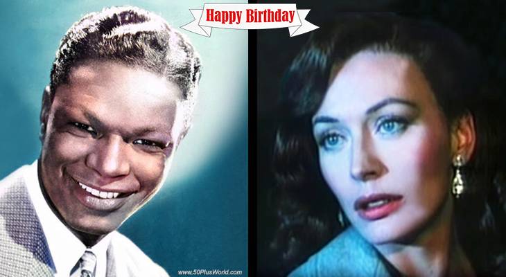 birthday wishes, happy birthday, greeting card, born march 17, famous birthdays, african american singer, hit songs, the christmas song, mona lisa, ramblin rose, actress, movies, the first great train robbery, hanover street, tv shows, upstairs downstairs, sunset beach