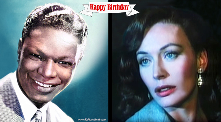 birthday wishes, happy birthday, greeting card, born march 17, famous birthdays, african american singer, hit songs, the christmas song, mona lisa, ramblin rose, actress, movies, the first great train robbery, hanover street, tv shows, upstairs downstairs, sunset beach
