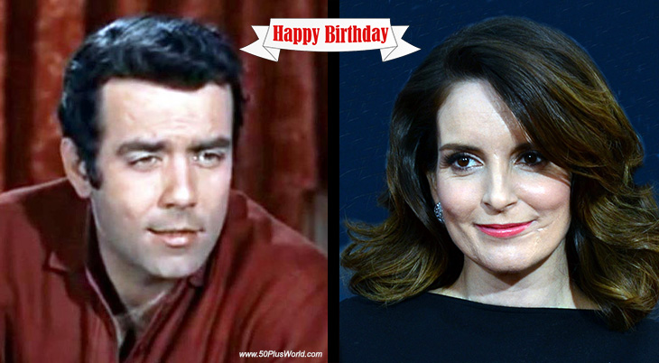 birthday wishes, happy birthday, greeting card, born may 18, famous birthdays, film stars, actor, pernell roberts, actress, tina fey, comedienne, tv shows, saturday night live, bonanza, trapper john md, 30 rock, movies, the magic of lassie, baby mama