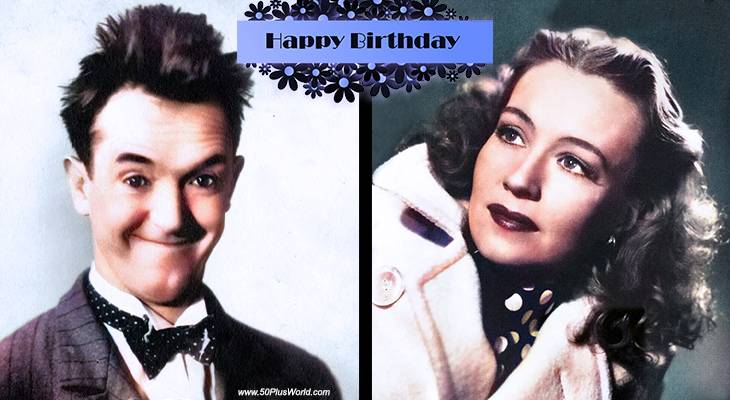 birthday wishes, happy birthday, greeting card, born june 16, famous birthdays, stan laurel, ona munson, film stars, actor, comedian, laurel and hardy films, actress, silent movies, classic films, going wild, scandal sheet, five star final, saps at sea, another fine mess, way out west,
