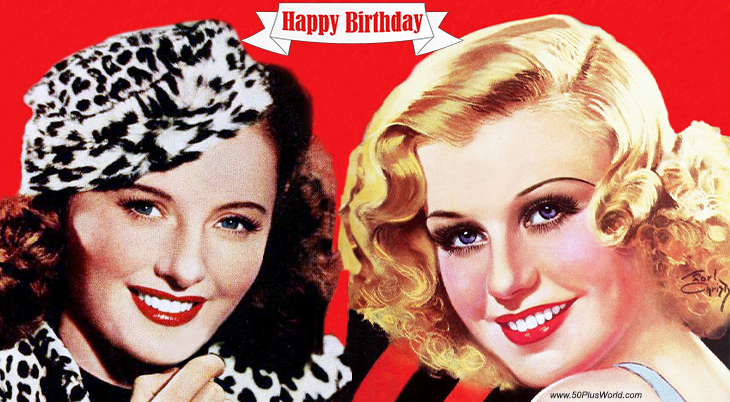 birthday wishes, happy birthday, greeting card, born july 16, famous birthdays, barbara stanwyck, ginger rogers, dancers, actresses, film stars, classic movies, double indemnity, shall we dance, kitty foyle, black widow, oscars, emmy awards, tv shows, the big valley, the colbys, mrs robert taylor, mrs lew ayres