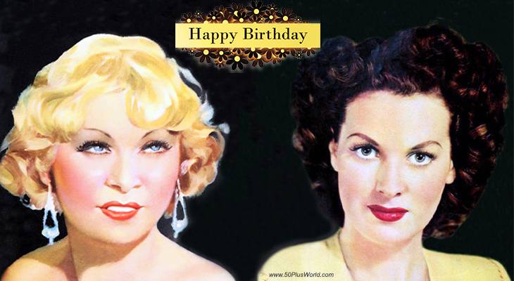 birthday wishes, happy birthday, greeting card, born august 17, famous birthdays, actress, film star, comedienne, singer, mae west, maureen ohara, classic movies, my little chickadee, im no angel, belle of the nineties, the quiet man, miracle on 34th street, how green was my valley