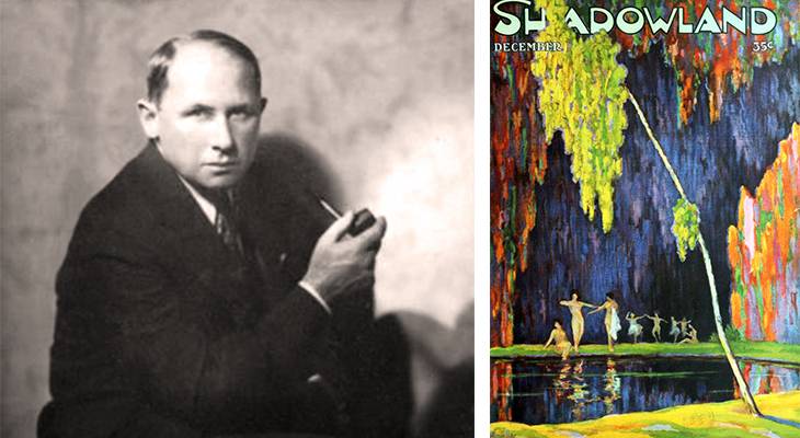 shadowland, magazine cover, art deco, paintings, watercolor, december 1919, brewster publications, artist, a m hopfmuller, adolph m hopfmuller, 1920, portrait, hal phyfe
