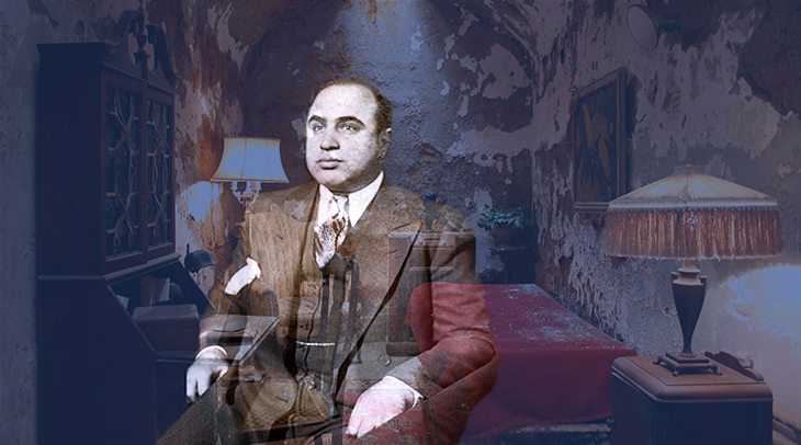 al capone, american gangster, chicago outfit, mobster, organized crime, tax evasion, 1930, scarface, big al, public enemy no 1, criminal, eastern state penitentiary, jail cell, 1929