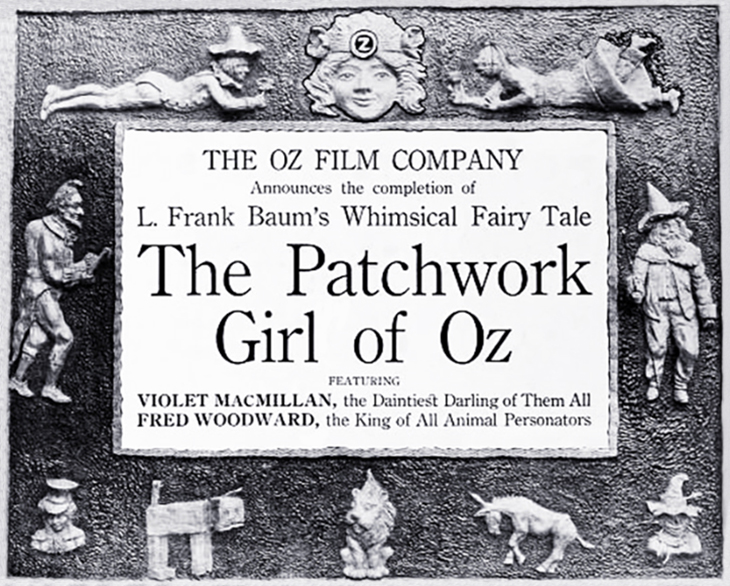 the patchwork girl of oz, silent films, oz film company, actors, actress, animal impersonator, fred woodward, movie star, violet macmillan
