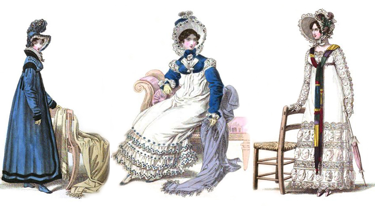 la belle assemblee, 1818, womens fashion, dresses, evening gowns, regency fashions, walking dress, autumnal half dress, [promenade dress, womens wear, 1800s,