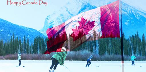 happy canada day, canadian, culture, winter sports, children, kids, ice hockey, frozen like, banff national park, alberta, scenery, canadas national pastime, 