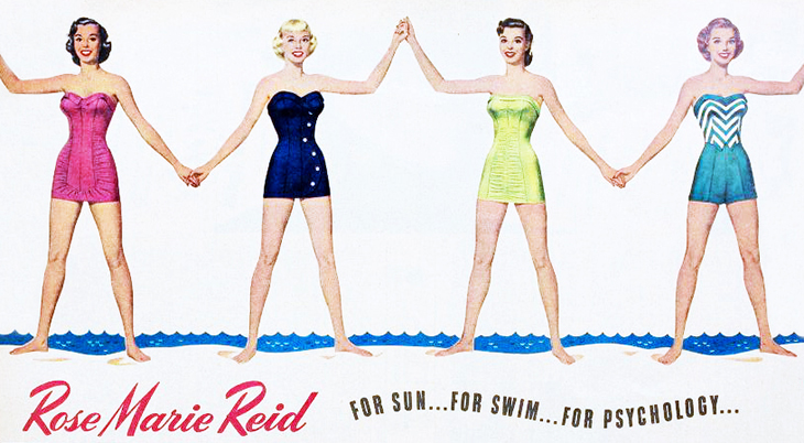 rose marie reid, swimsuit designer, canadian, swimwear designs, bathing suits, swimsuit models, 1952, for psychology