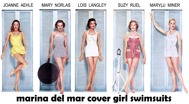 rose marie reid, swimsuit designer, canadian, swimwear designs, bathing suits, swimsuit models, 1958, marina del mar brand, cover girl models, one piece swimsuits, aehle, mary norlas, lois langley, suzy ruel, marlylu miner, 