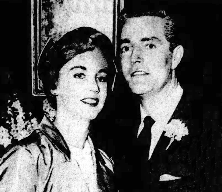 carol lee ladd, john veitch, american actor, film producer, classic movies, daughter of alan ladd, 1958, wedding, 